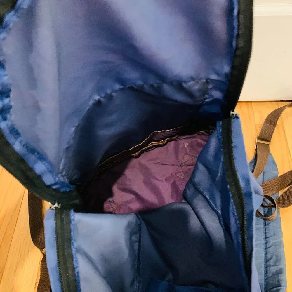 AMERICAN CAMPER - Vtg 60s-70s Leather Bottom Outdoors Hiking Day Trip Backpack